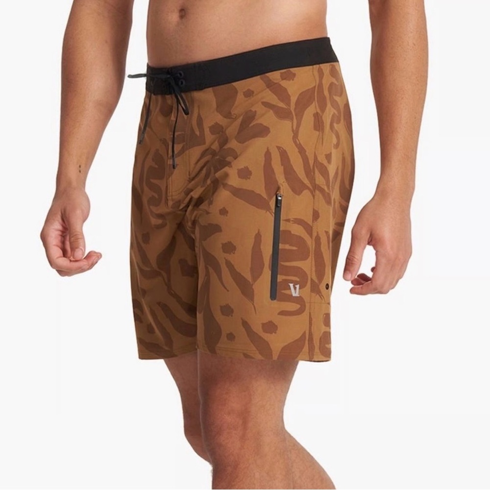 Vuori Infinity Board Shorts Men Size 30 Brown Autumn Contigo Pool Beach Swim NEW